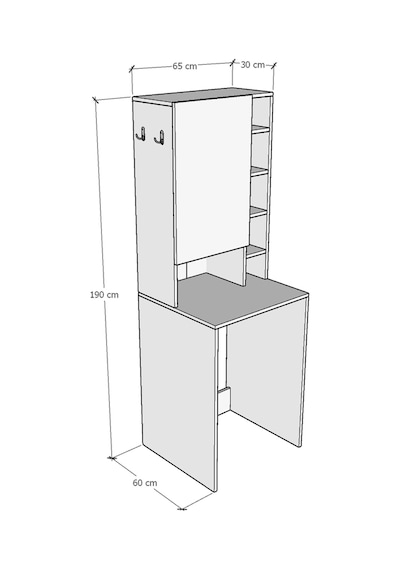 Asra Trend Çamaşır Makinesi Üstü Banyo Dolabı BD-02 %100 MDF Kapaklı Organizer Raf Beyaz