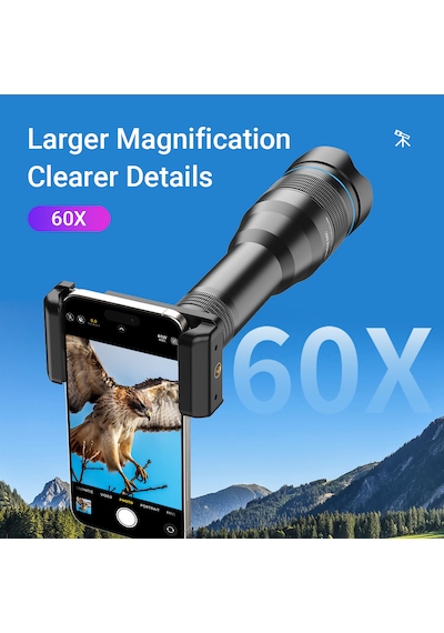 Apexel Klasik Mobil Süper 60x Akıllı Telefon Telefoto Lens Kiti Tanımlandığı Gibi