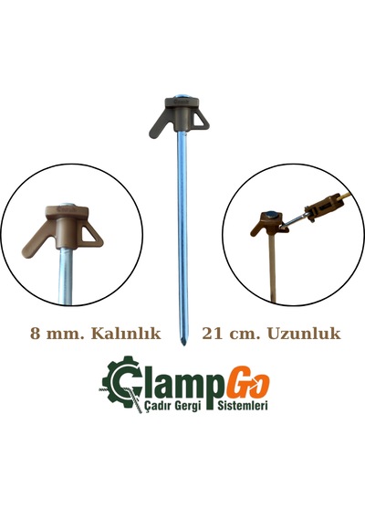 Clampgo Sert Zemin Çadır-tente-tarp Kazığı 8 Mm Kalınlığında 21 Cm Uzunluğunda 4 Adet Altın