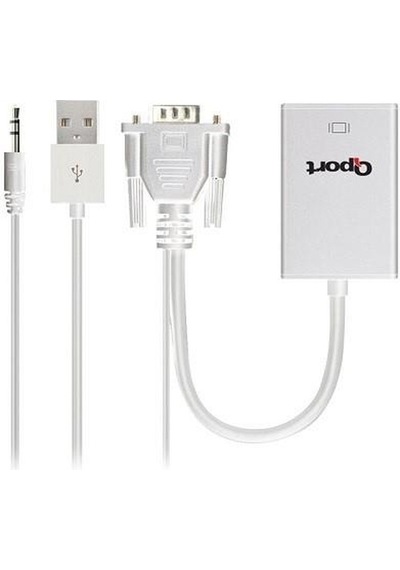 Qport Q-vh 0.15metre Vga- Hdmı Görüntü Adaptörü Beyaz Sesli 1080p-211371
