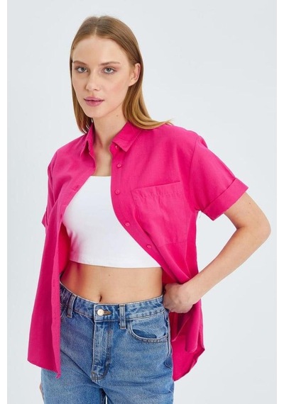 Hiccup Mıxray Cepli Kısa Kollu Gömlek Neon Pembe