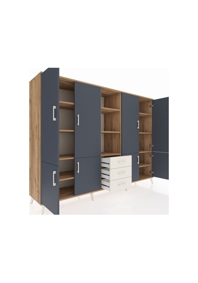 Hyperion Dolap 11 Raflı 3 Çekmeceli 8 Kapaklı 220x44x163 Çam-antr Çam-antrasit/aytaşı Hyperion Dolap 11 Raflı 3 Çekmeceli 8 Kapaklı 220x44x163 Çam-antr Çam-antrasit/aytaşı