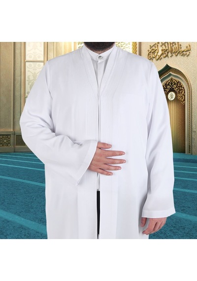Beyaz Buhara Yaka Pratik Namaz Cübbesi Çok Renkli