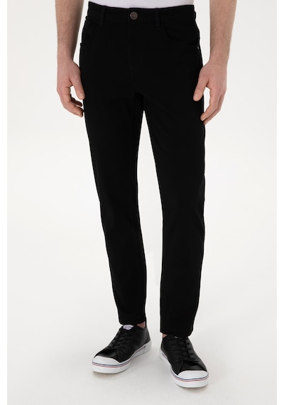 U.S. Polo Assn. Erkek Siyah Slim Fit Kanvas Pantolon 50309126-VR046 U.S. Polo Assn. Erkek Siyah Slim Fit Kanvas Pantolon 50309126-VR046
