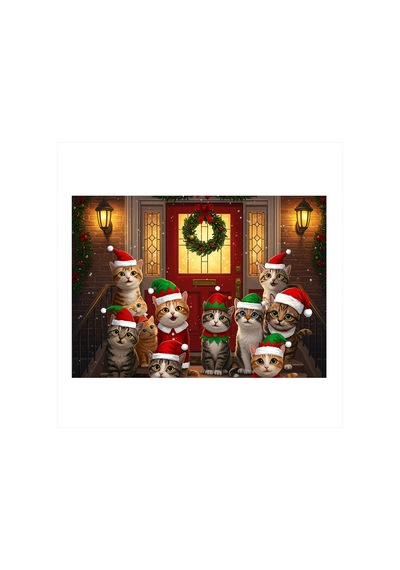 Noel Ruhu Ve Sevimli Kediler Model Mdf Tablo