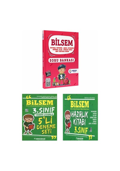 Zeki Çocuk Yayınları 3. Sınıf Bilsem Hazırlık Kitabı + Deneme + Soru Bankası 3 Kitap