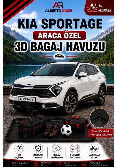 Kia Sportage Iii Sl 2010 - 2015 Araca Özel 3d Bagaj Havuzu
