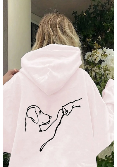 Uyguntarz Can Dostum Baskılı Oversize Sweatshirt beyaz