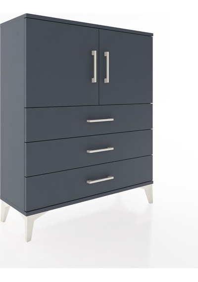Arges Şifonyer 2 Raflı 3 Çekmeceli 2 Kapaklı 88x30x106 Antras... Antrasit