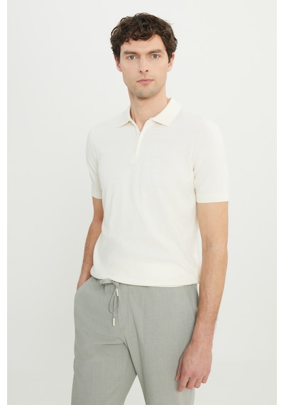 AC&Co / Altınyıldız Classics Erkek Ekru %100 Pamuk Standart Fit Normal Kesim Polo Yaka Triko Tişört -  Ekru