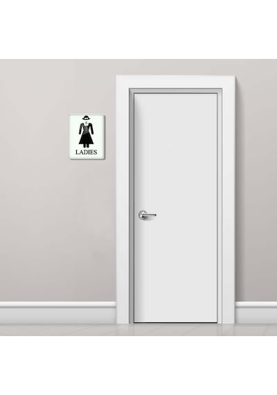 Decorıta Cam Wc Yönlendirme Levhası 2'Li Beyaz Ladies - Gents