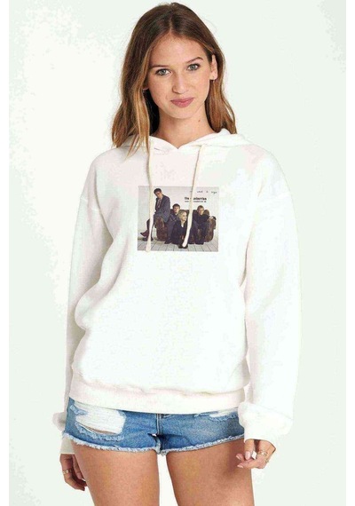 The Cranberries Baskılı Beyaz Kadın Kapşonlu Sweatshirt