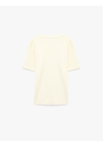Koton Regular Fit Kısa Kollu Pamuklu Bisiklet Yaka Tişört Bej 6sam10021mk Ekru