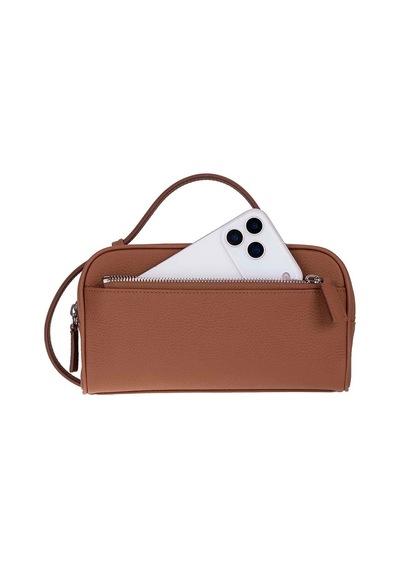 Bloominbag Mıren Cognac Tan Hakiki Deri Unisex Seyahat Bakım & Organizer Clutch Çanta Taba