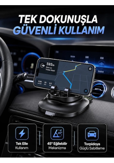 Gizlenebilir Telefon Numaralı Araç İçi Telefon Tutucu Torpido Üstü Telefon Standı 38521092