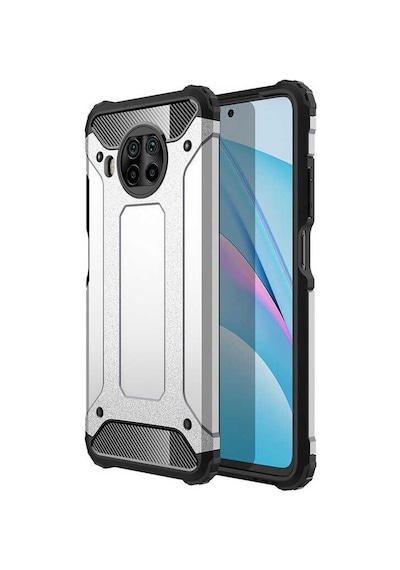 Noktaks - Xiaomi Uyumlu Xiaomi Redmi Note 9 Pro 5g - Kılıf Çift Katman Zırh Tank Crash Military Kapak - Gri