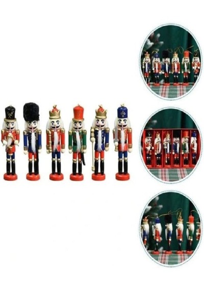 Mobgift Dekoratif Ahşap Kurşun Asker Biblo 6 Lı Set 13 Cm -