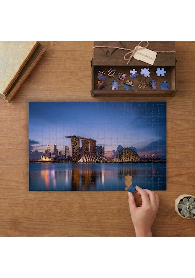 Şehir - Gece Manzarası Tasarımı 240 Parça Ahşap Puzzle Ahşap Kutuda Mpy20477