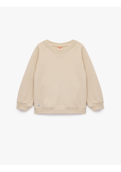 Koton Pamuklu Uzun Kollu Bisiklet Yaka Basic Sweatshirt Bej 6wmb10201tk Ekru