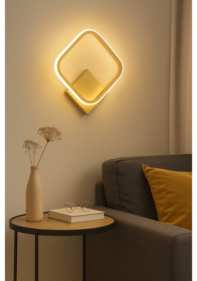 Nemo Modern Tasarım Eskitme Gold Renk Gün Işığı Ledli Banyo - Mutfak - Salon Ledli Duvar Tekli Aplik Eskitme Eskitme