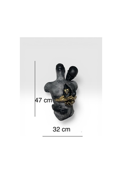 Modern Aşk Temalı Dekoratif Heykel 47 Cm Soyut Çift Figürlü Altın Detaylı Biblo