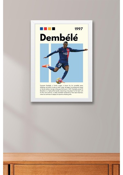 Ousmane Dembele Çerçeveli Tablo - Dekoratif Çerçeveli Futbolcu Poster Tablo