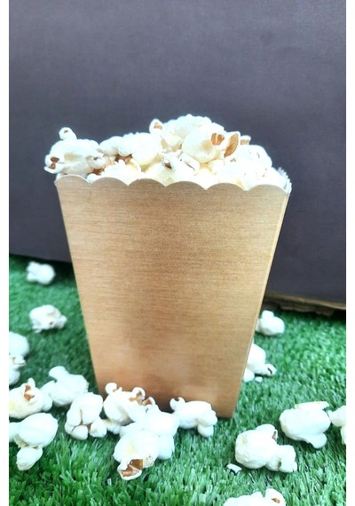 8'li Gold Parlak Mısır Kutusu - Popcorn Kutusu - Doğum Günü İkram Hediye - Orta Boy Standart