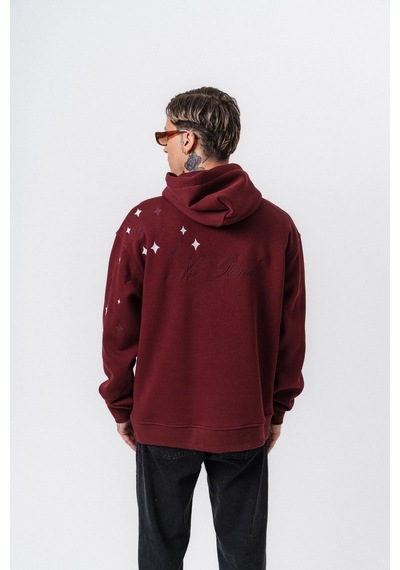 Respire Erkek No Perch Nakışlı Kapüşonlu Oversize Hoodie Bordo