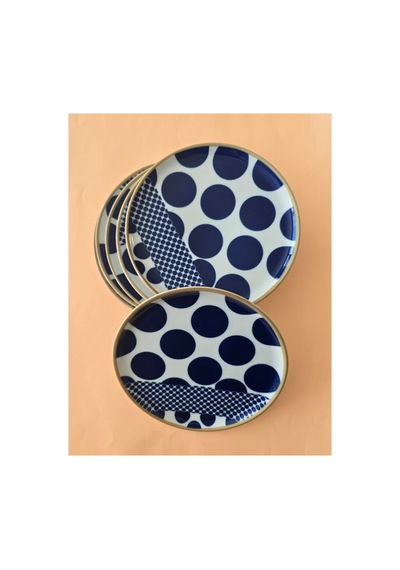 Porland Spotty Desen3 Düz Tabak 20cm Mavi