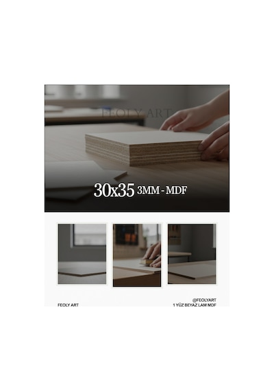 3 Mm 30x35 Mdf Plaka 2 Adet - Hobi, Maket, Ahşap El Sanatları, Pasta Altlığı - 1 Yüz Beyaz Lam Mdf İçin Uygun