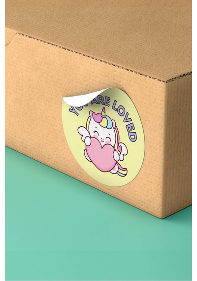 You Are Loved Kalpli Unicorn Sticker 3x3cm St2215 Çok Renkli