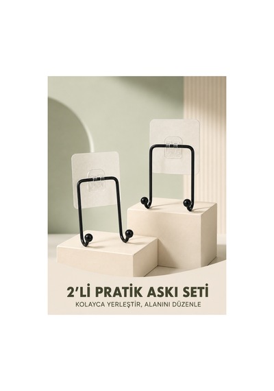İkili Yapışkanlı Askı Seti Duvar Tipi Çok Amaçlı Pratik Askılık 2 Adet Altın