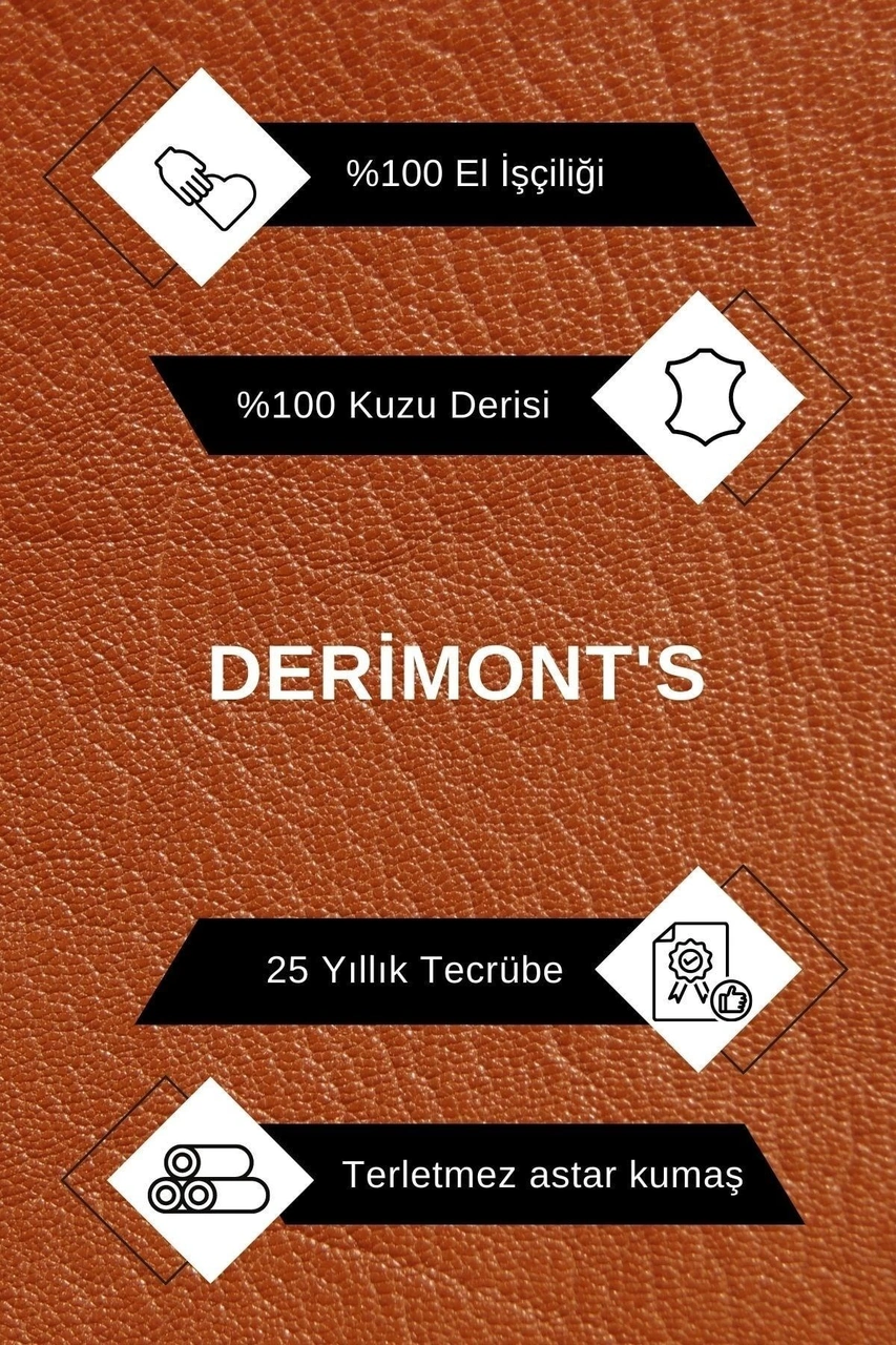 Deriwork Hakiki Deri Kahverengi Üç Cepli Erkek Deri Yelek Koyu Kahverengi
