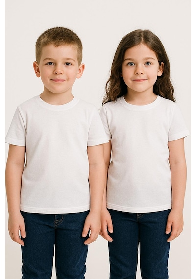 Luess Unisex Çocuk %100 Pamuklu Bisiklet Yaka Basict-shirt 3 Yaş - 7 Yaş Beyaz Luess Unisex Çocuk %100 Pamuklu Bisiklet Yaka Basict-shirt 3 Yaş - 7 Yaş Beyaz