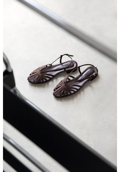 Wolk Shoes Lester Kadın Biyeli Saten Babet Kahverengi