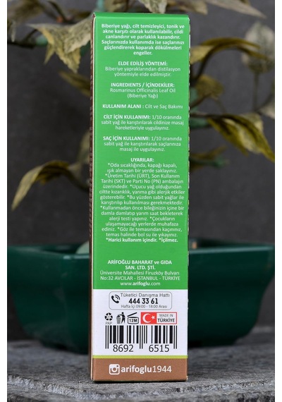 Biberiye Yağı 20ml%100 Saf Yağ Saç Bakımı Ve Saç Güçlendirici Etki İçin Rosemary Oil 20ml 100% Pure Hair Care And Strengthening Effect