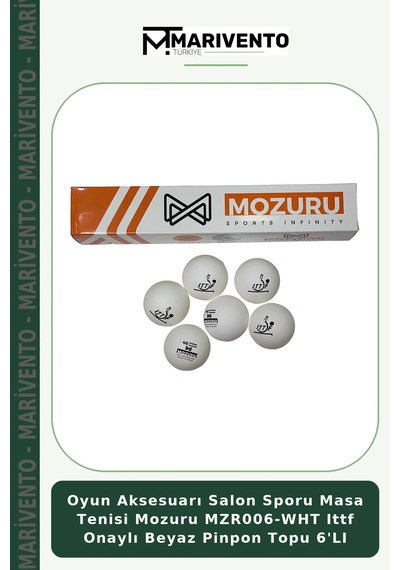 Oyun Aksesuarı Salon Sporu Masa Tenisi Mozuru Mzr006-wht Ittf Onaylı Beyaz Pinpon Topu 6'lı