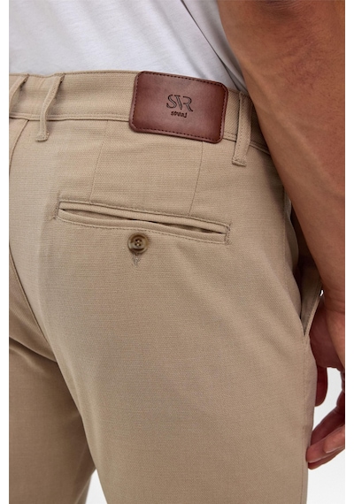 Süvari Bej Slim Desenli Pantolon