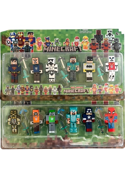 Minecraft Örümcek Adam Paw Patrol 12li Karakter Oyuncak Kılıc Kazma Seti