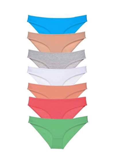 7 Adet Süper Eko Set Likralı Kadın Slip Külot Set 6 Çok Renkli