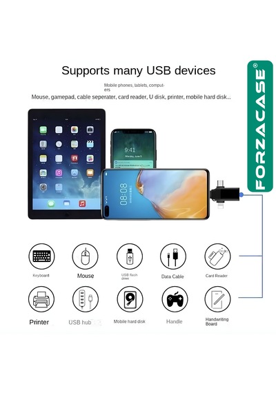 Micro Usb Type-c Lightning To 4in1 Otg Usb Çevirci Adaptör Fc930