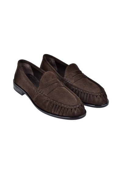 Pullman Hakiki Deri Loafer Kadın Ayakkabı Plm-2634 Kahve Süet