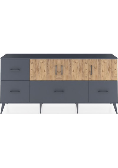 Arges Konsol 4 Raflı 4 Çekmeceli 3 Kapaklı 176x30x83 Antrasit-çam/antrasit Çam/antrasit Arges Konsol 4 Raflı 4 Çekmeceli 3 Kapaklı 176x30x83 Antrasit-çam/antrasit Çam/antrasit