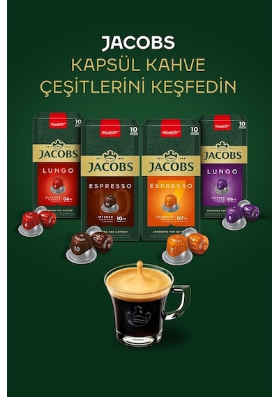 Jacobs Lungo 6 Classic Nespresso Uyumlu Alüminyum Kapsül Kahve 5 X 10'lu Kapsül Kahve