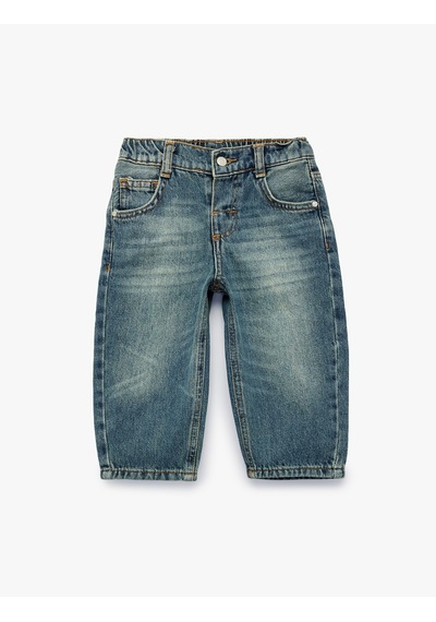 Koton Pamuklu Oversize Denim Pantolon Petrol 7wmb40003td