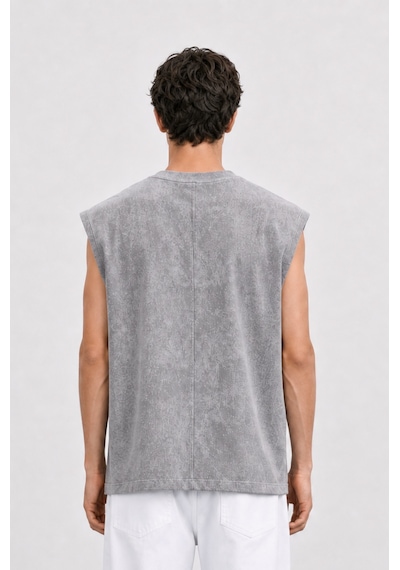 Respire Erkek Yıkamalı Tank Top Atlet Gri