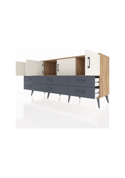 Hyperion Konsol 3 Raflı 6 Çekmeceli 4 Kapaklı 176x44x83 Çam-aytaşı/antrasit Aytaşı/antrasit Hyperion Konsol 3 Raflı 6 Çekmeceli 4 Kapaklı 176x44x83 Çam-aytaşı/antrasit Aytaşı/antrasit
