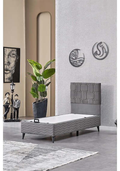 Evdemo Vizyon Tek Kişilik Baza Başlık Set Gri 90 190 90 x 190