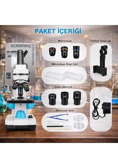 Artnest Profesyonel 2000x Zoom Dijital Biyolojik Mikroskop Hd Monoküler 2mp Elektronik Lens