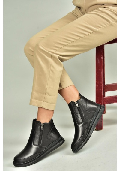 Fox Shoes V555070903 Siyah Hakiki Deri Kadın Bot Siyah-hakiki Deri